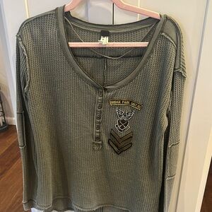 We The Free Sage Waffle Knit Top